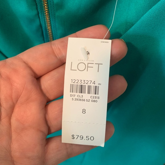 Ann Taylor Loft mini A-Line dress - size 8 - never worn - teal/blue/green - Picture 2 of 6